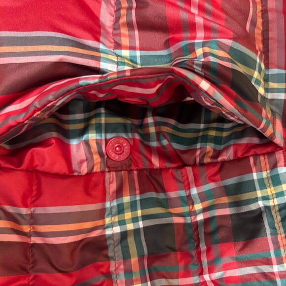 LANDS'END Women's Red Tartan Plaid Down Puffer Vest, Size L (14-16) - Picture 11 of 15